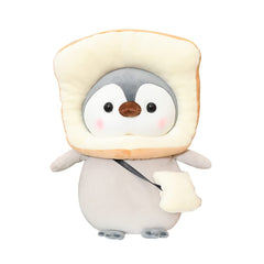 Mikchocho Cute Plush Penguin Stuffed Animal Pillow 13.7" Soft Kawaii Penguin Plushies with Costume Toast Outfit Gifts for Kids
